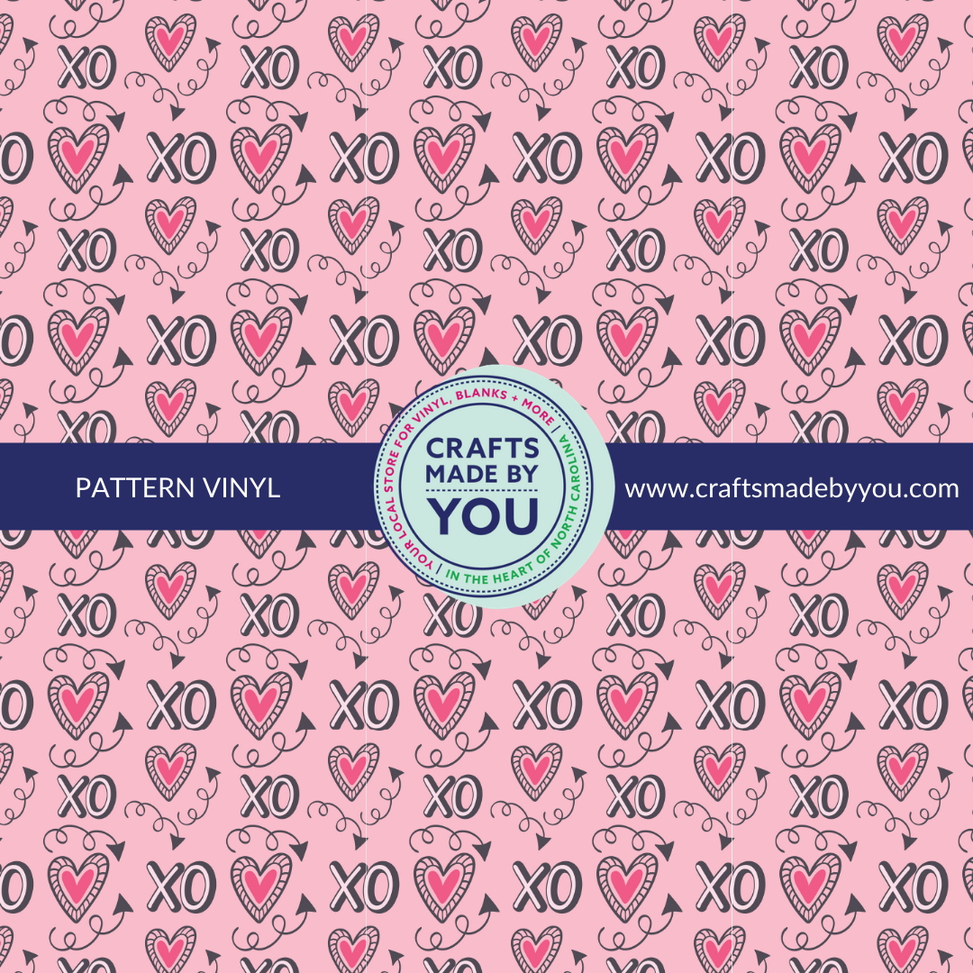 12" x 12" Heat Transfer Vinyl- Pink & Grey XOXO