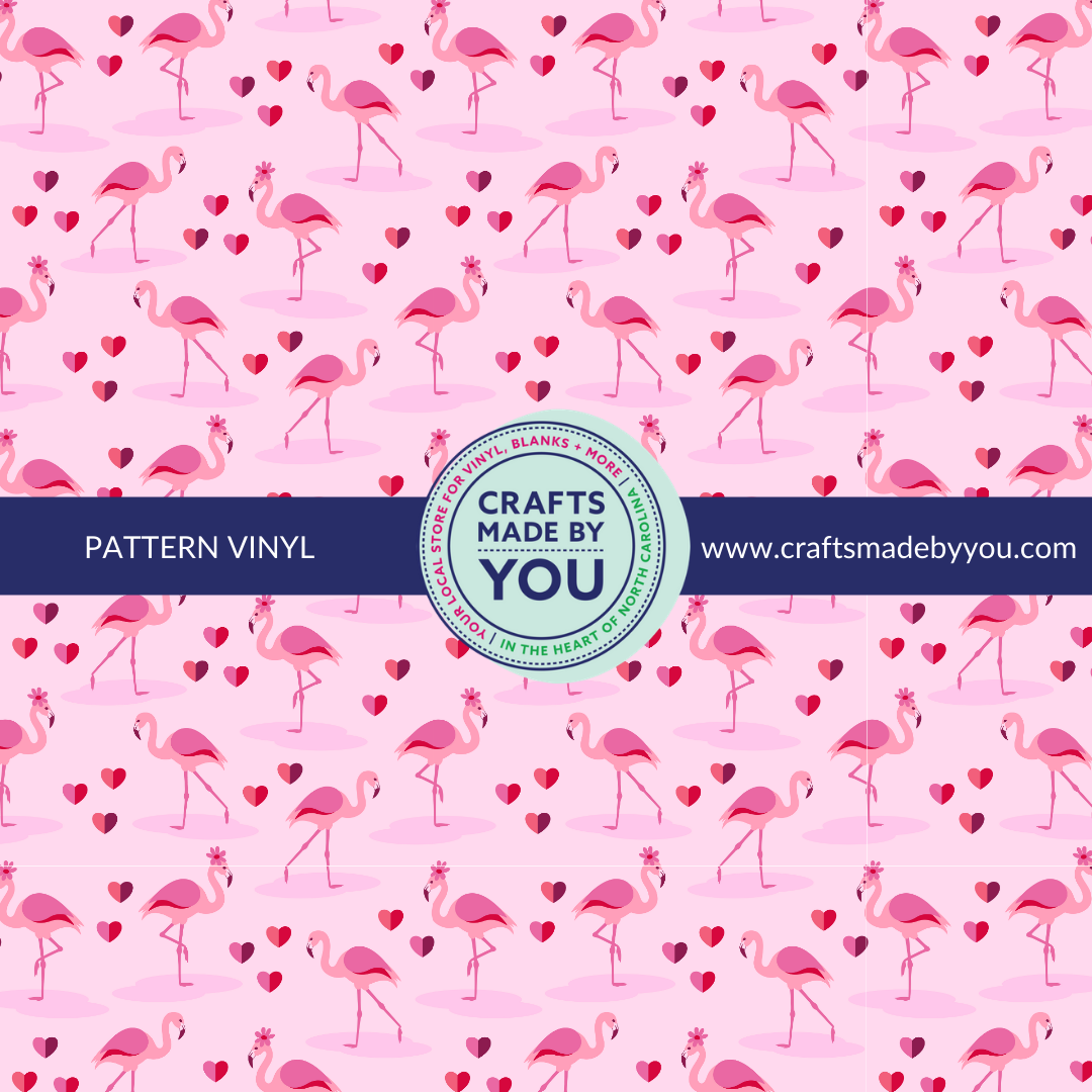 12" x 12" Pattern Adhesive Vinyl- Hearts & Flamingos