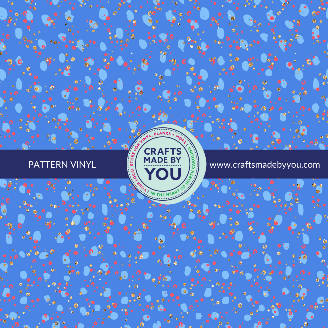 12" x 12" Pattern Adhesive Vinyl - Blue, Red, and Gold Specks