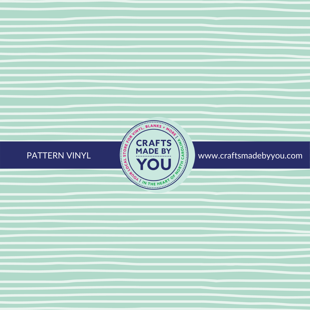12" x 12" Pattern Adhesive Vinyl- White Stripe on Mint