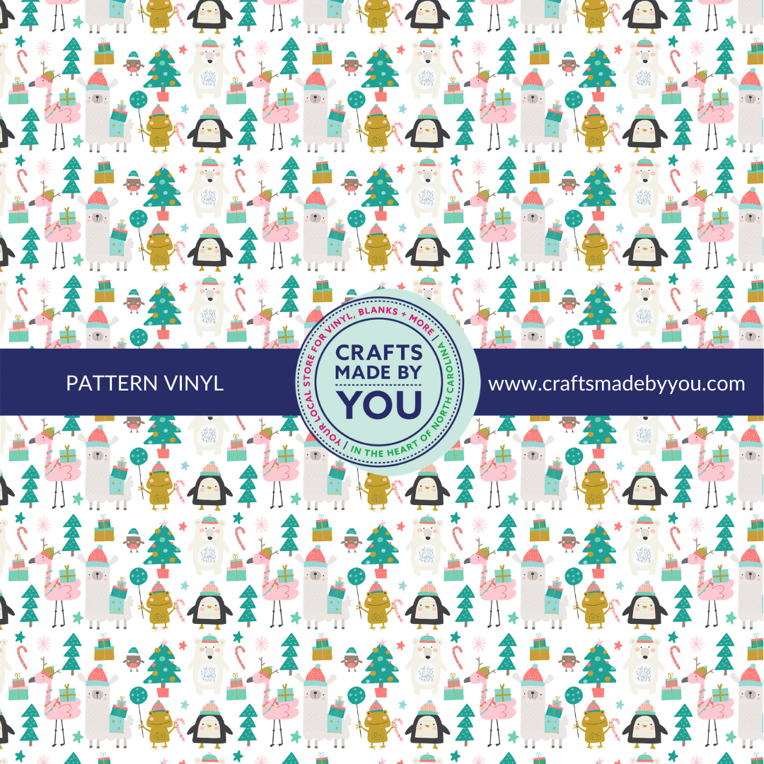 12" x 12" Pattern Adhesive Vinyl- Whimsical Holiday Animals