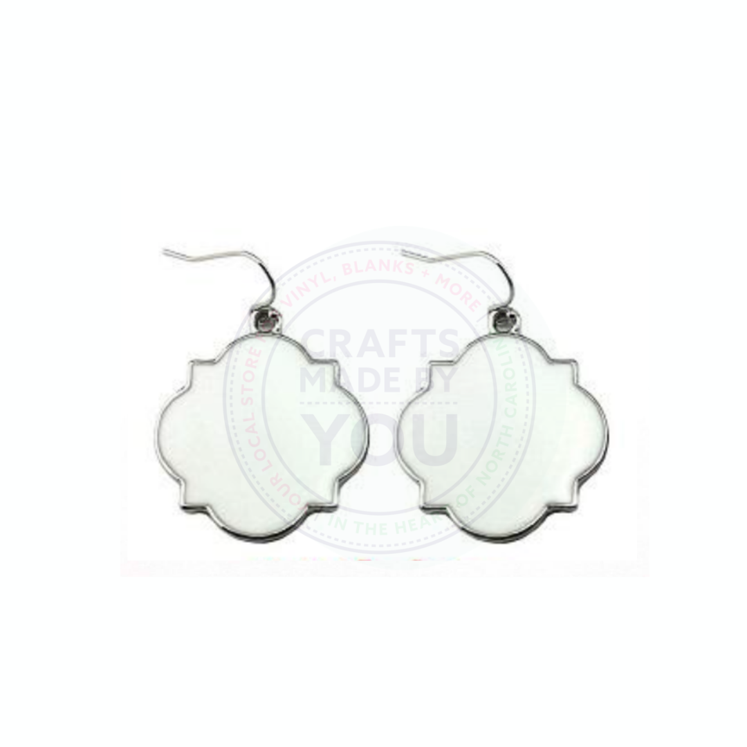 Enamel Blank Quatrefoil Drop Earring- White