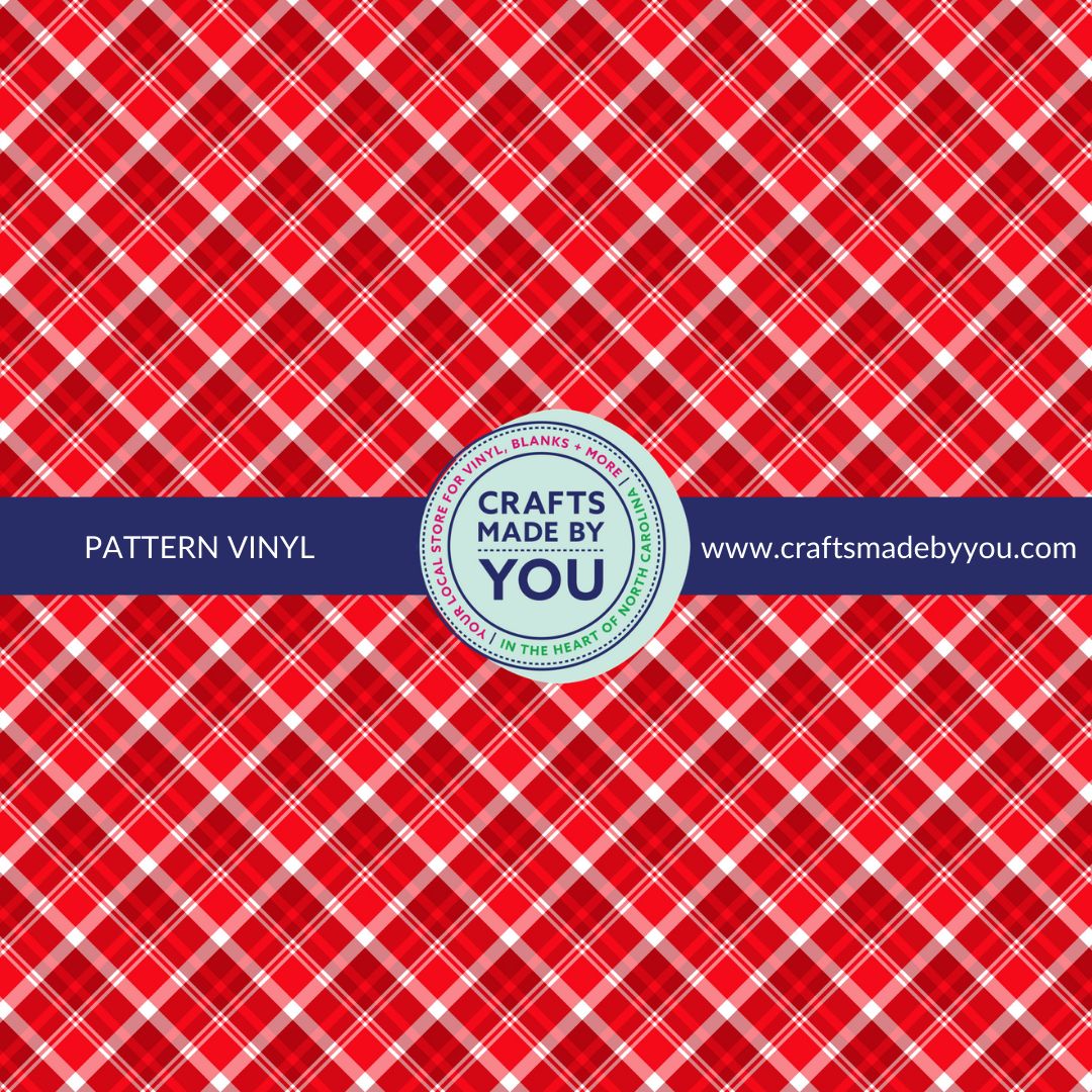 12" x 12" Pattern Adhesive Vinyl- Red Plaid 3