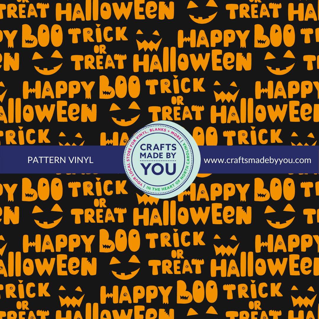 12" x 12" Heat Transfer Vinyl- Halloween Words Black Background