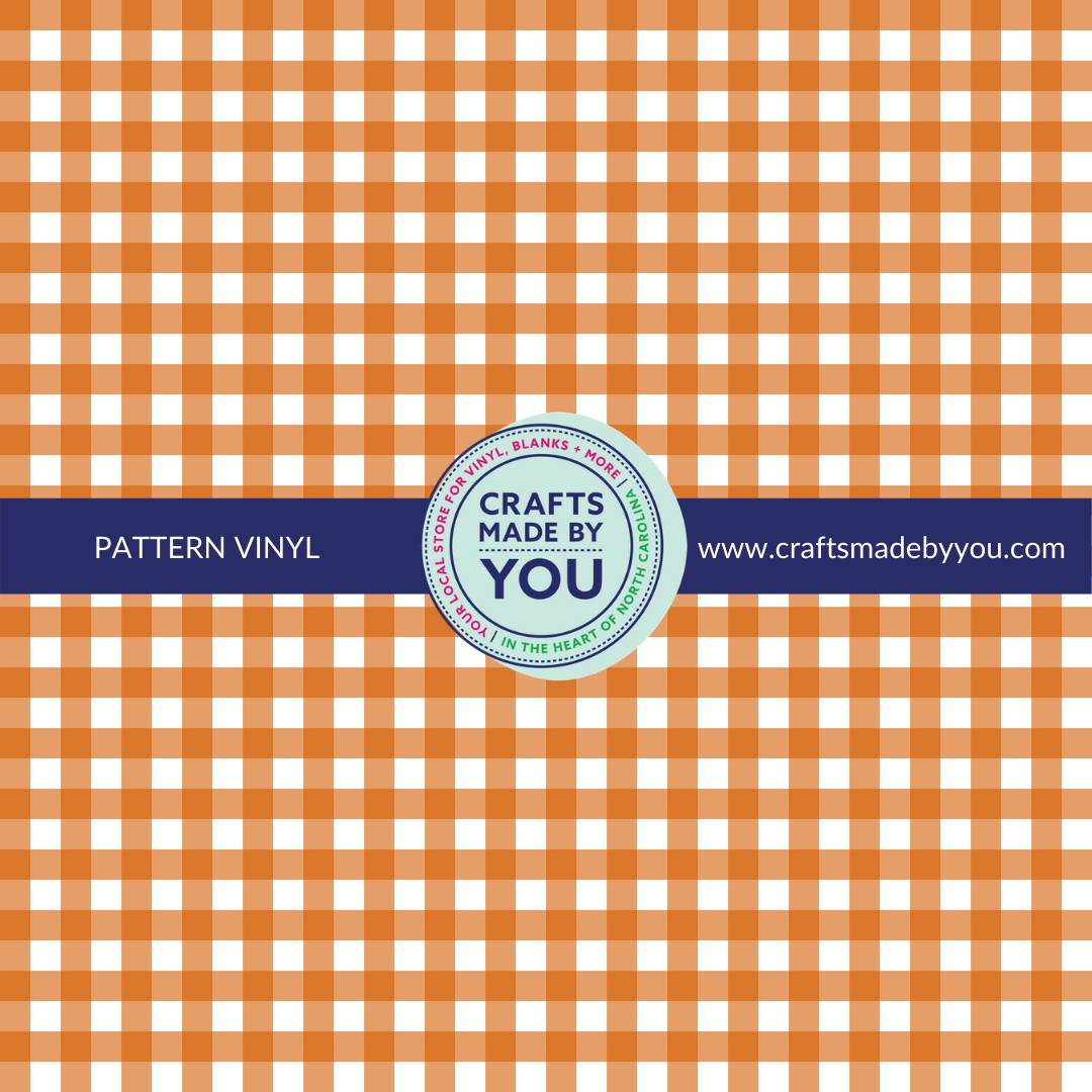 12" x 12" Pattern Heat Transfer Vinyl- Burnt Orange Gingham