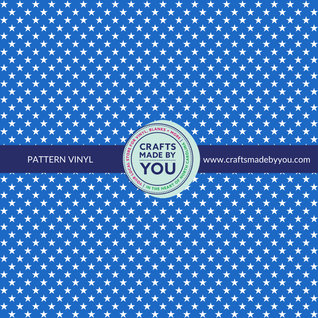 12" x 12" Heat Transfer Vinyl- White Stars on Blue