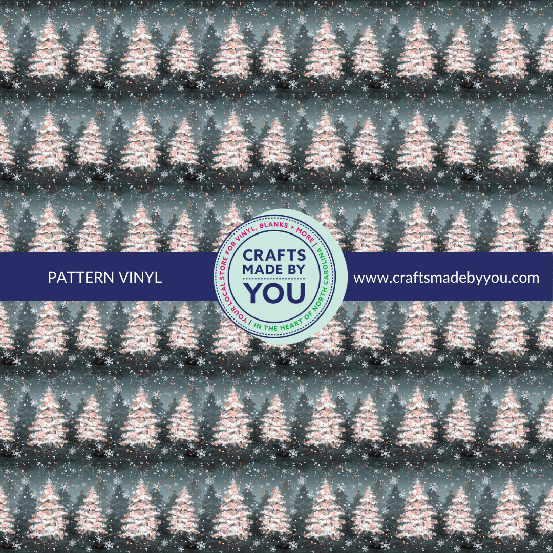 12" x 12" Pattern Heat Transfer Vinyl- Vintage Christmas Trees