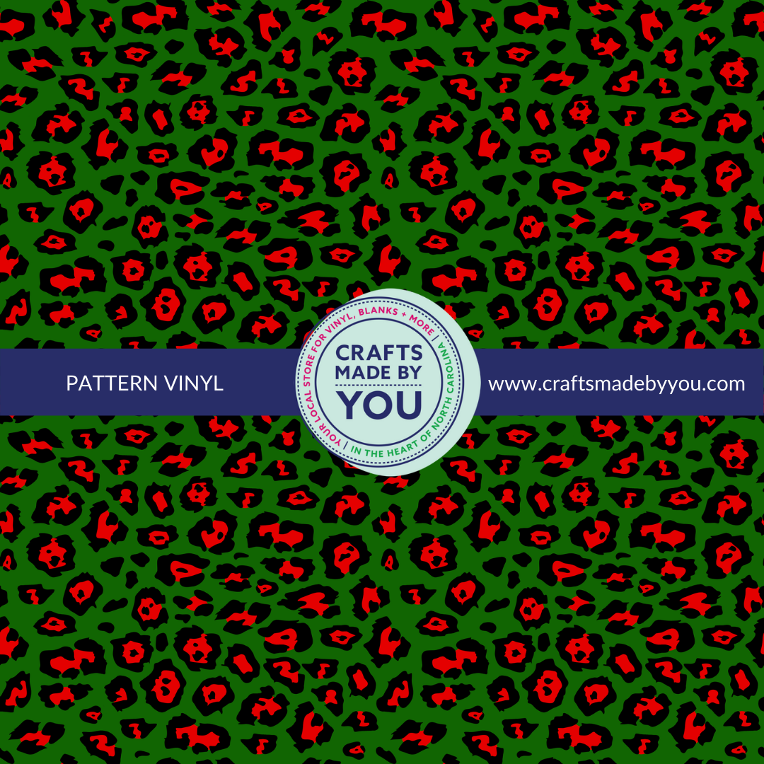 12" x 12" Heat Transfer Vinyl- Green & Red Leopard