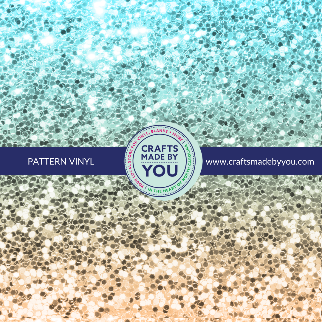 12" x 12" Heat Transfer Vinyl- Blue to Yellow Ombre Glitter
