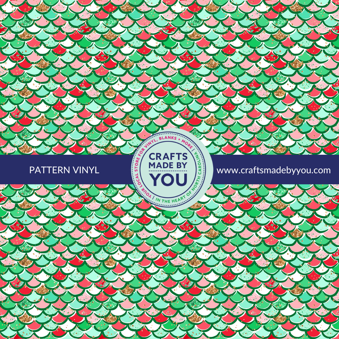12" x 12" Heat Transfer Vinyl- Christmas Mermaid Scales