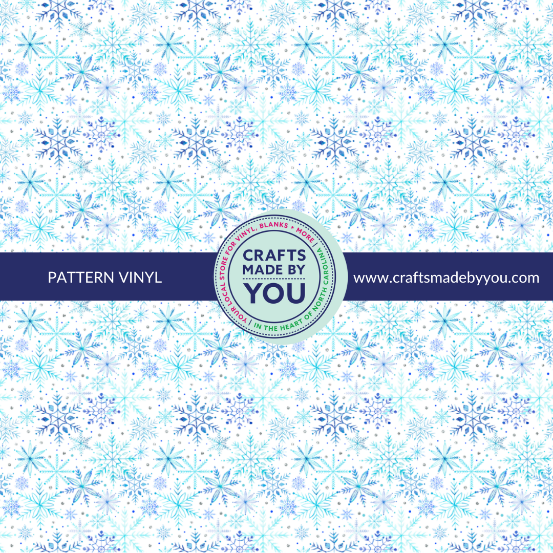 12" x 12" Pattern Adhesive Vinyl-Icy Snowflakes
