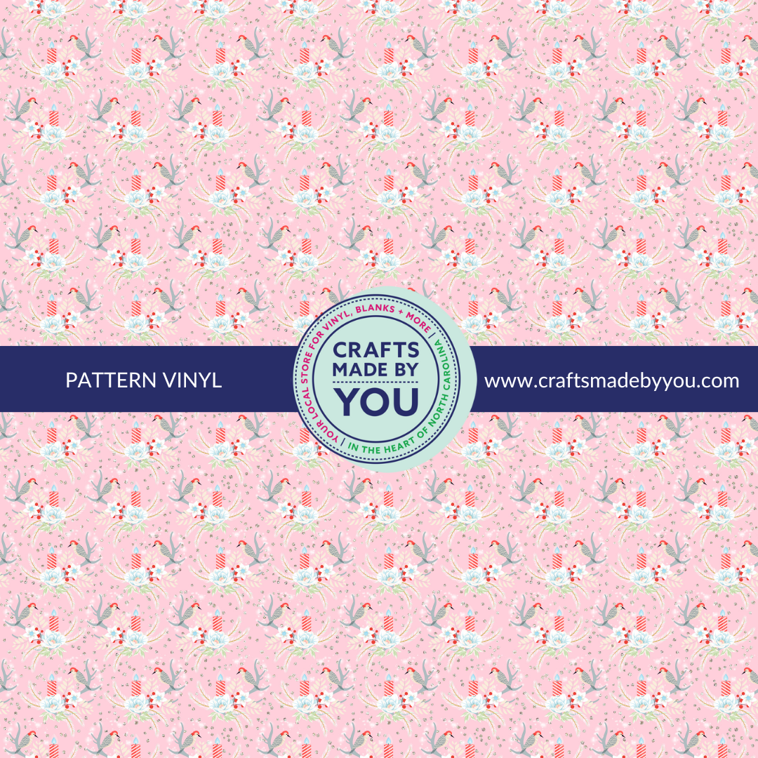 12" x 12" Pattern Heat Transfer Vinyl- Pink Candle Sticks