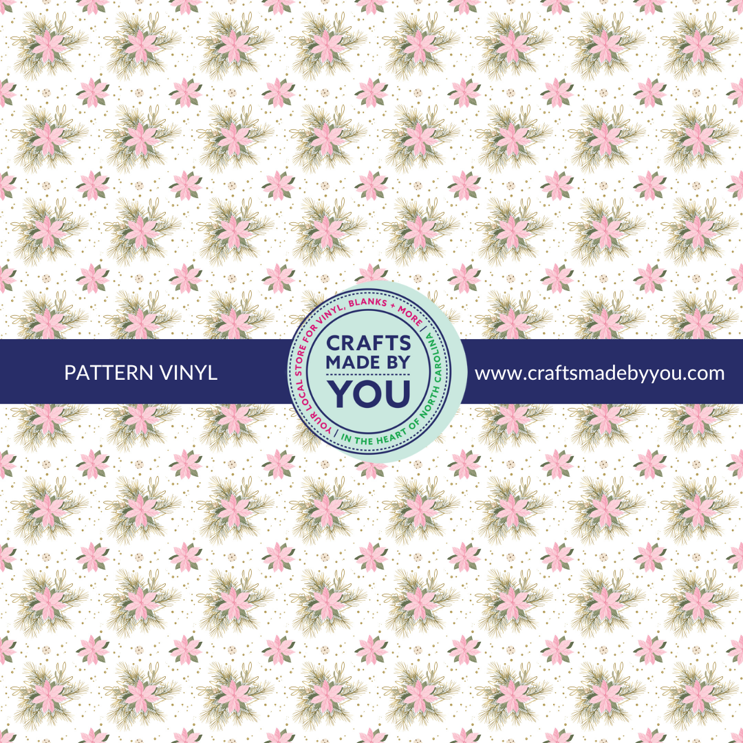 12" x 12" Pattern Adhesive Vinyl- Soft Pink Pointsettia