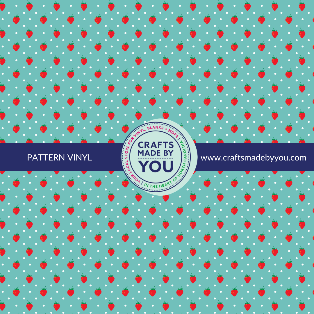 12" x 12" Pattern Adhesive Vinyl- Teal Strawberry Patch