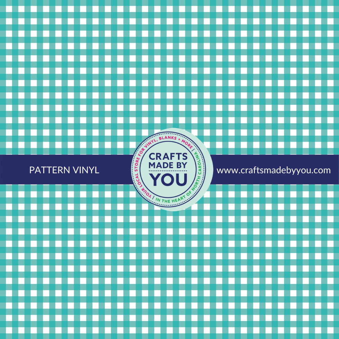 12" x 12" Pattern Adhesive Vinyl- Teal Gingham