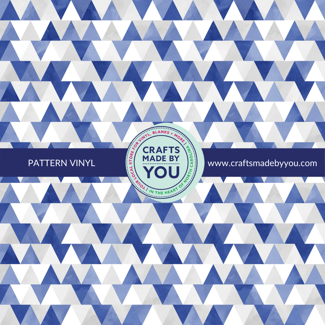 12" x 12" Pattern Heat Transfer Vinyl- Blue & Grey Watercolor Triangles