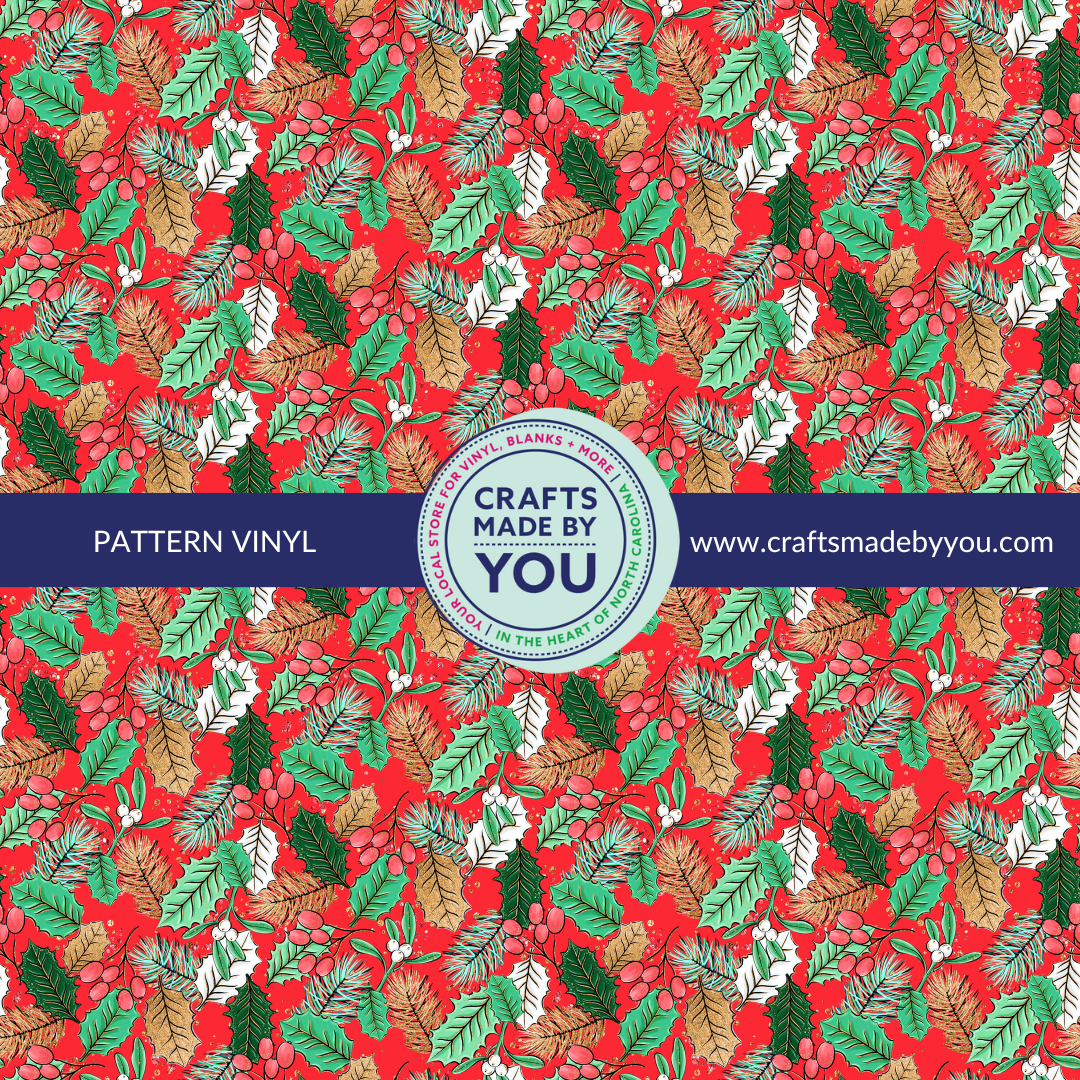 12" x 12" Pattern Adhesive Vinyl- Whimsical Holly