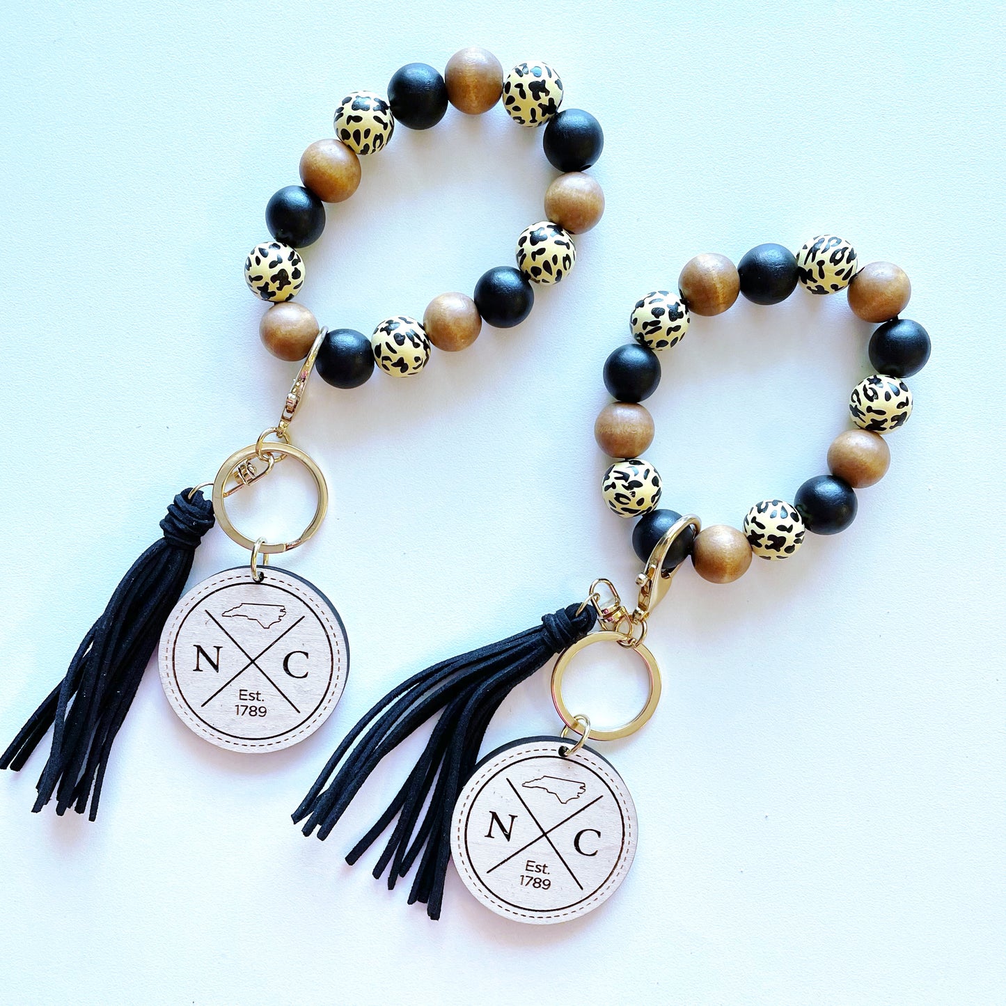 Beaded Bracelet Keychain - North Carolina