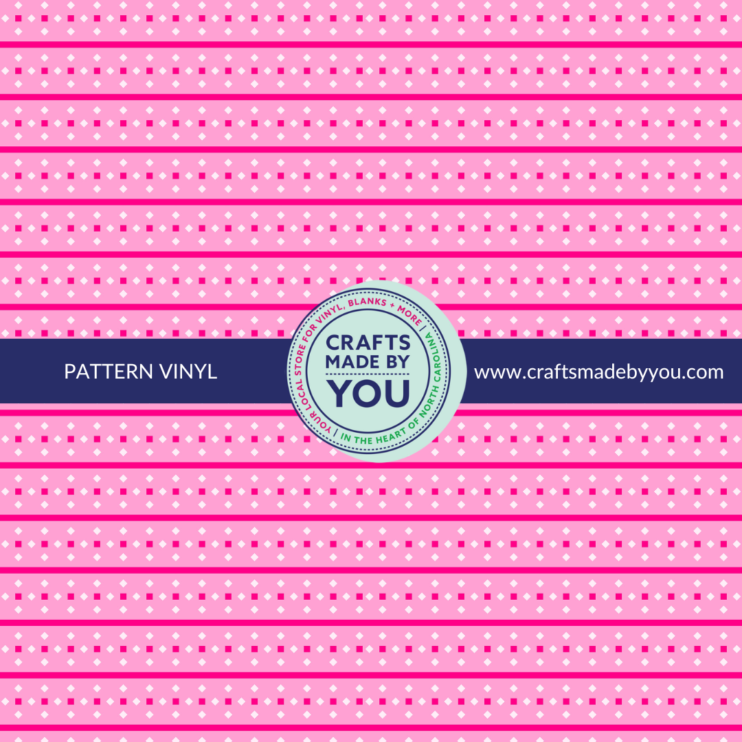 12" x 12" Pattern Adhesive Vinyl - Pink Dots + Lines