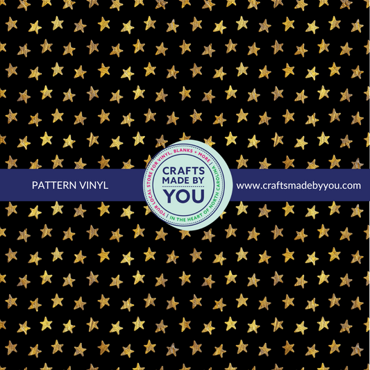 12" x 12" Heat Transfer Vinyl - Gold Stars on Black
