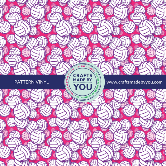 12" x 12" Pattern Adhesive Vinyl - Volleyballs on Pink
