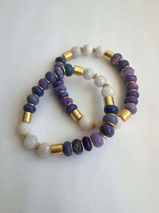 Leigh Bracelet - Purple with white moonstone