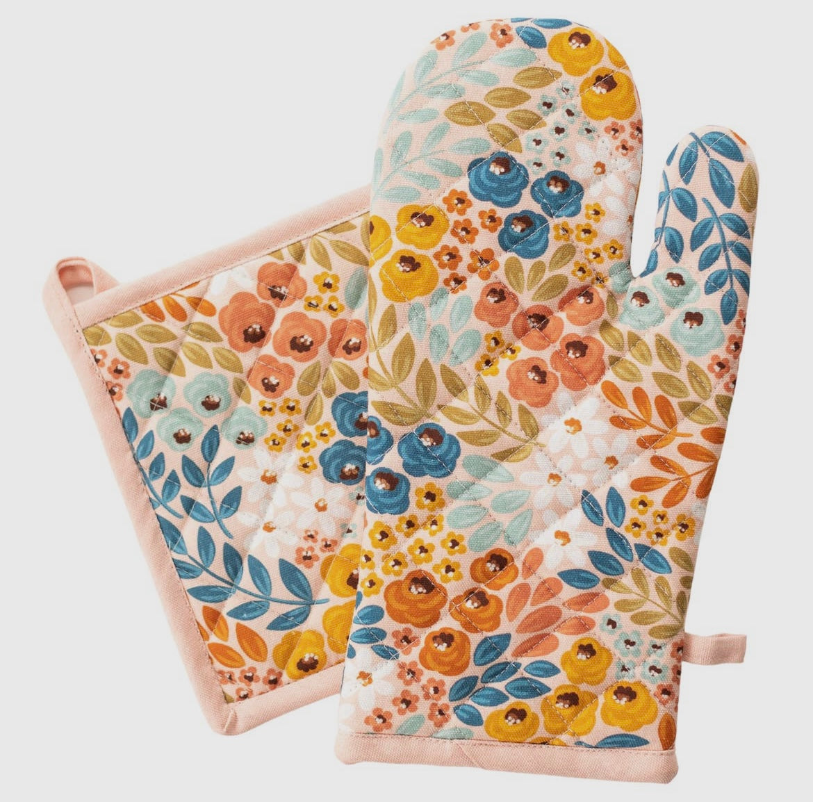 Honeysuckle Oven Mitt + Pot Holder Set