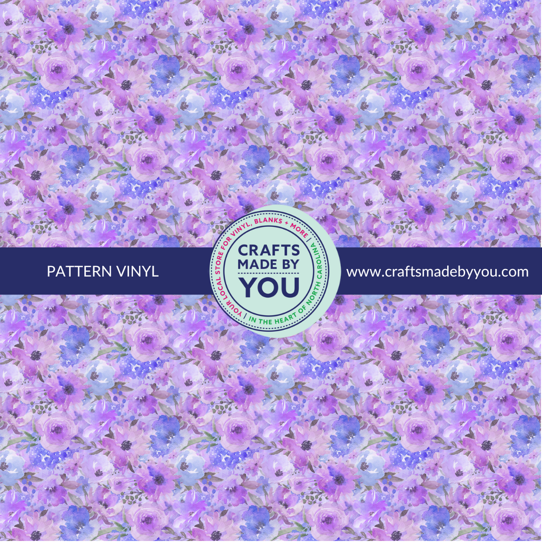 12" x 12" Heat Transfer Vinyl - Purple Flowers