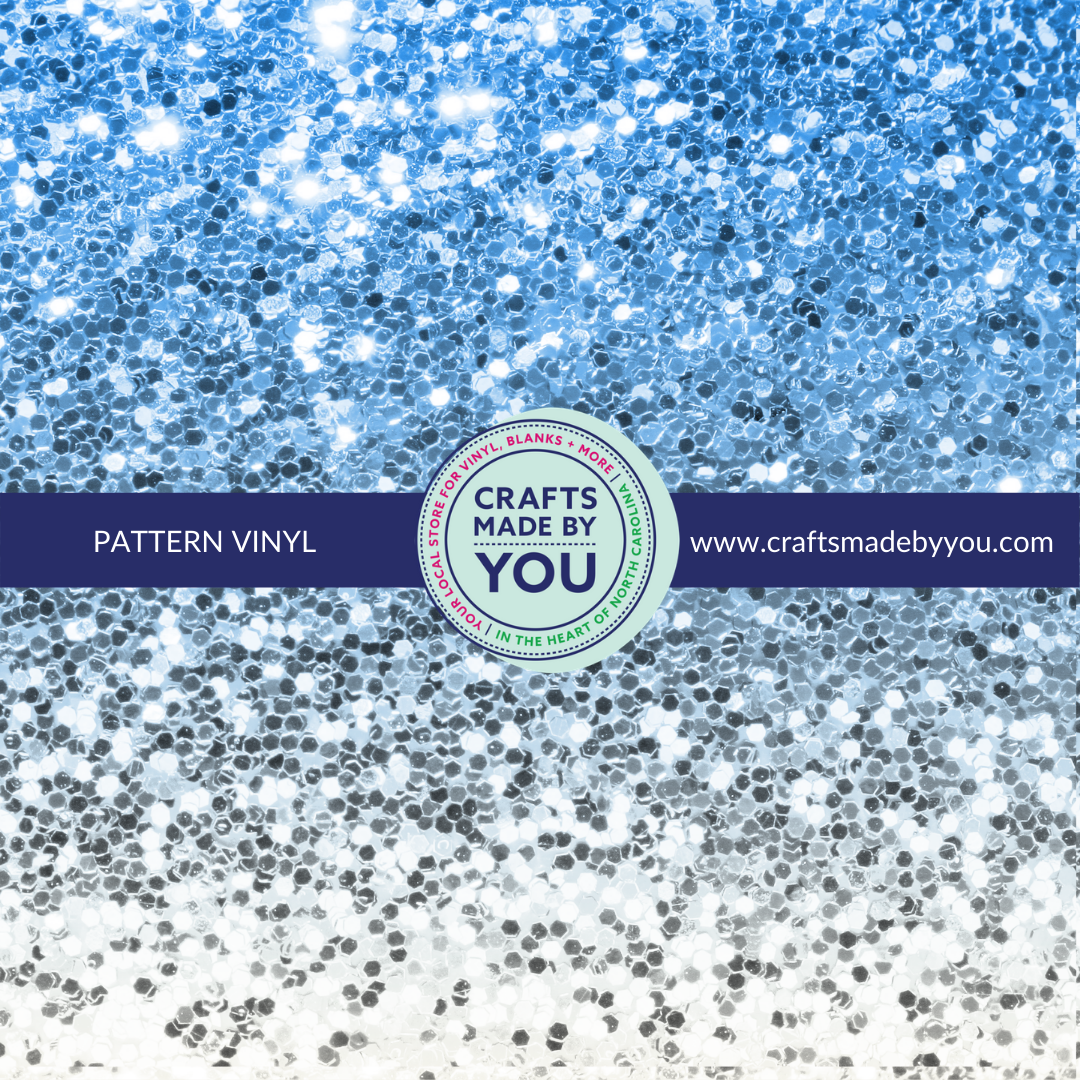 12" x 12" Pattern Adhesive Vinyl- Blue to Silver Ombre Glitter