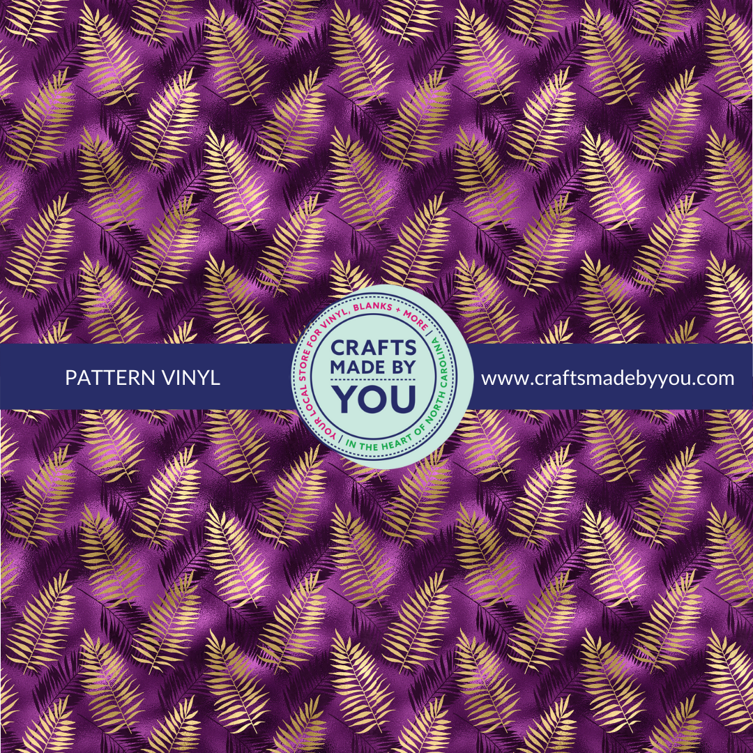 12" x 12" Pattern Adhesive Vinyl - Gold Leaves on Purple