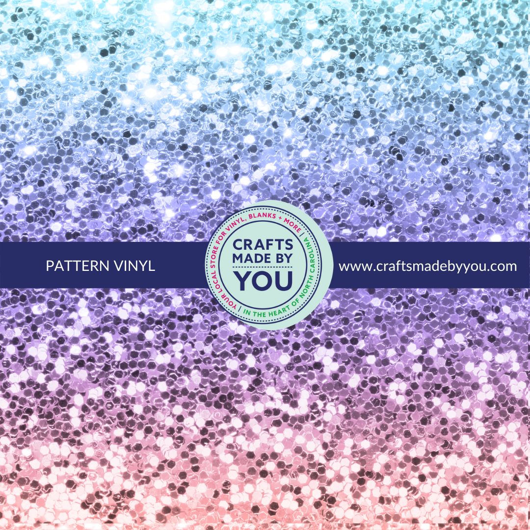 12" x 12" Pattern Adhesive Vinyl- Blue Purple Pink Ombre Glitter