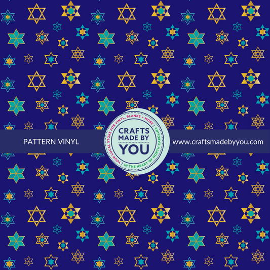 12" x 12" Heat Transfer Vinyl- Blue & Yellow Star of David