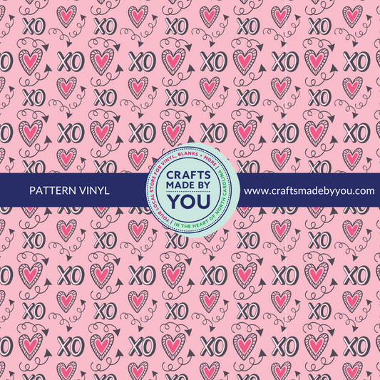12" x 12" Pattern Adhesive Vinyl- Pink & Grey XOXO