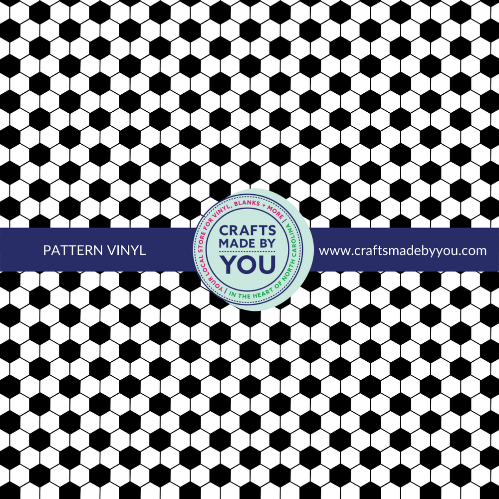 12" x 12" Heat Transfer Vinyl- White + Black Hexagons/ Soccer