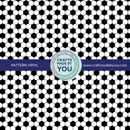 12" x 12" Heat Transfer Vinyl- White + Black Hexagons/ Soccer