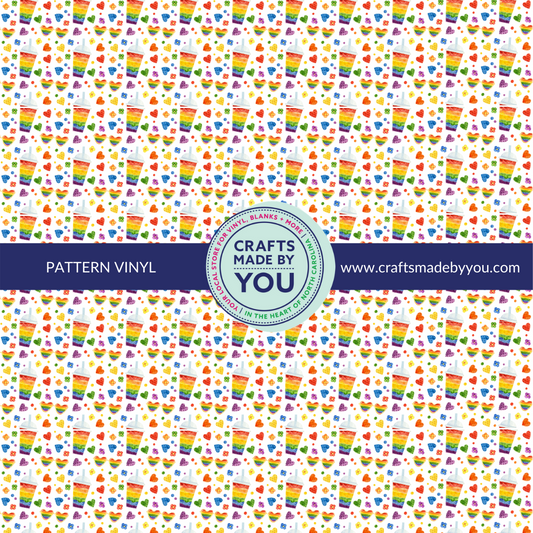 12" x 12" Heat Transfer Vinyl- Rainbow Iced Drink
