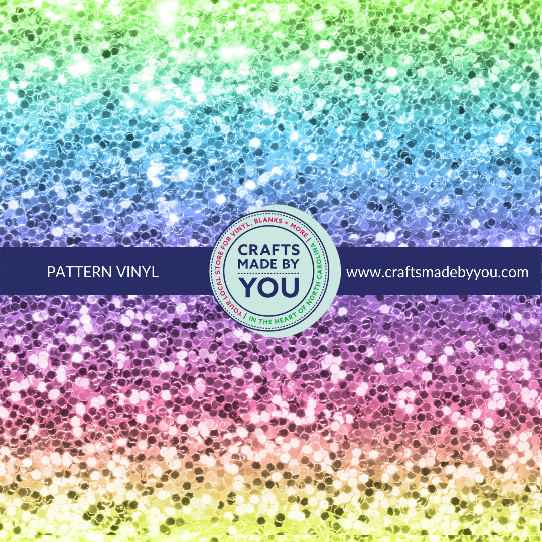 12" x 12" Pattern Adhesive Vinyl- Rainbow Ombre Glitter