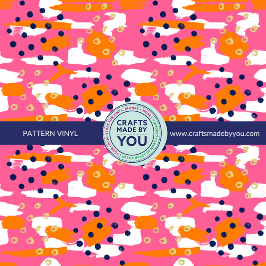 12" x 12" Heat Transfer Vinyl -  Pink, Orange, and White Abstract Pattern