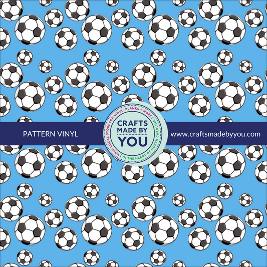 12" x 12" Pattern Adhesive Vinyl - Soccer Balls with Blue