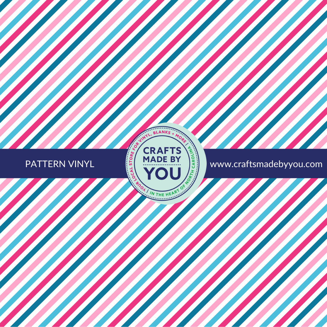 12" x 12" Heat Transfer Vinyl- Teals & Pink Stripes 2