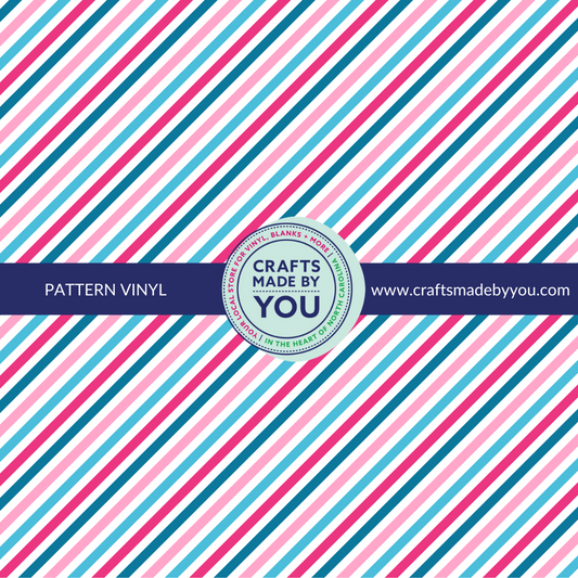 12" x 12" Heat Transfer Vinyl- Teals & Pink Stripes 2