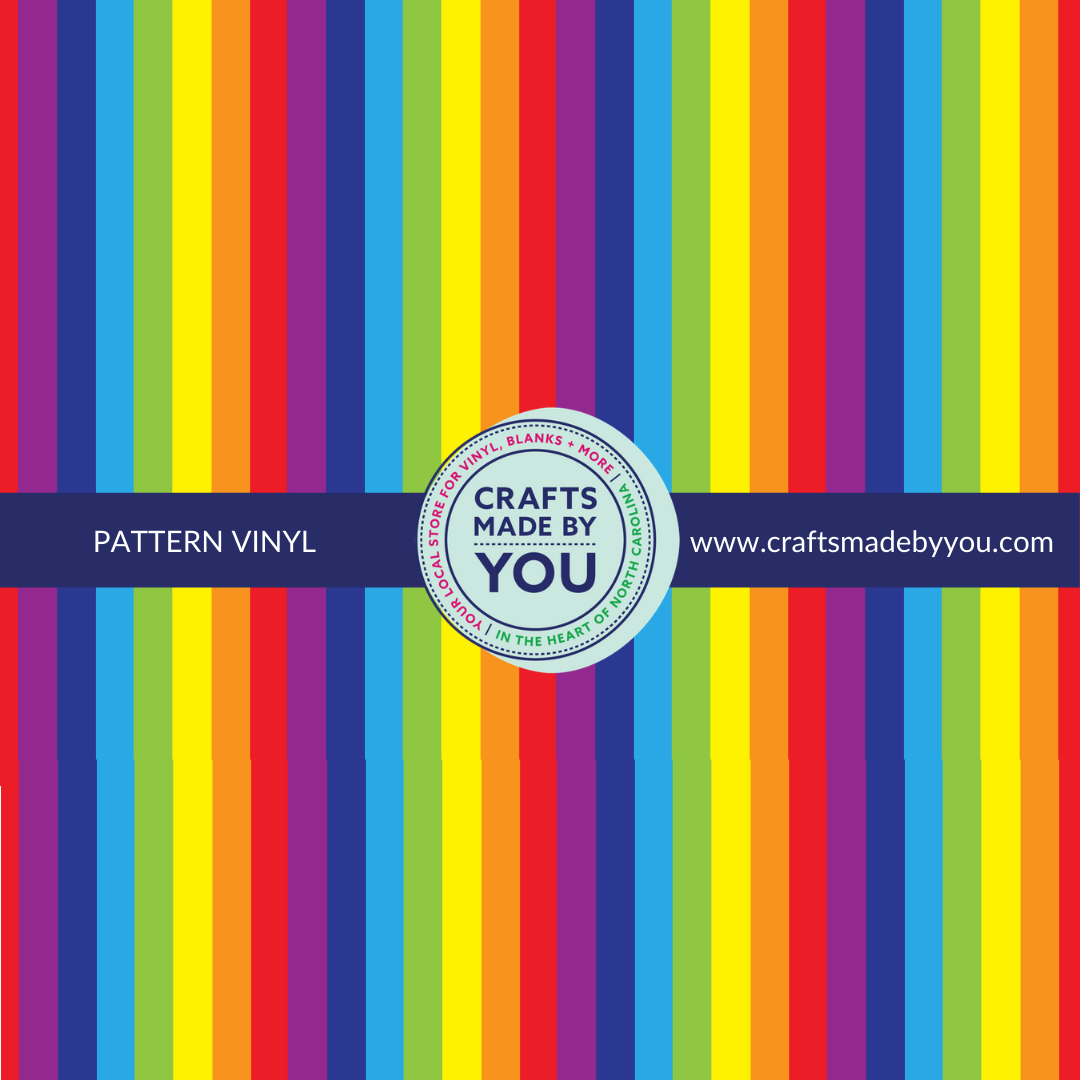 12" x 12" Pattern Adhesive Vinyl- Rainbow Color Stripe