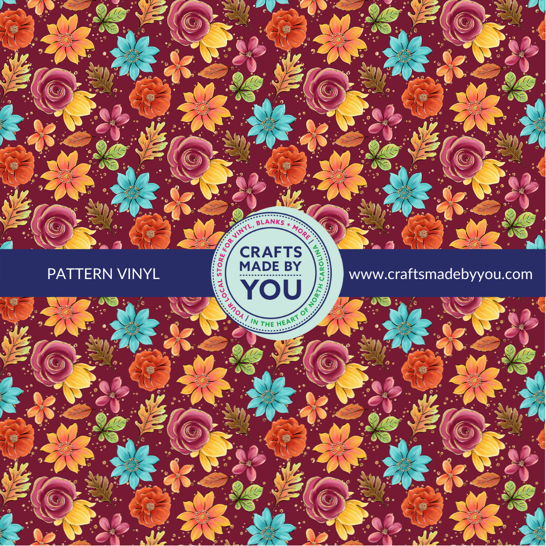 12" x 12" Pattern Adhesive Vinyl - Autumn Flowers