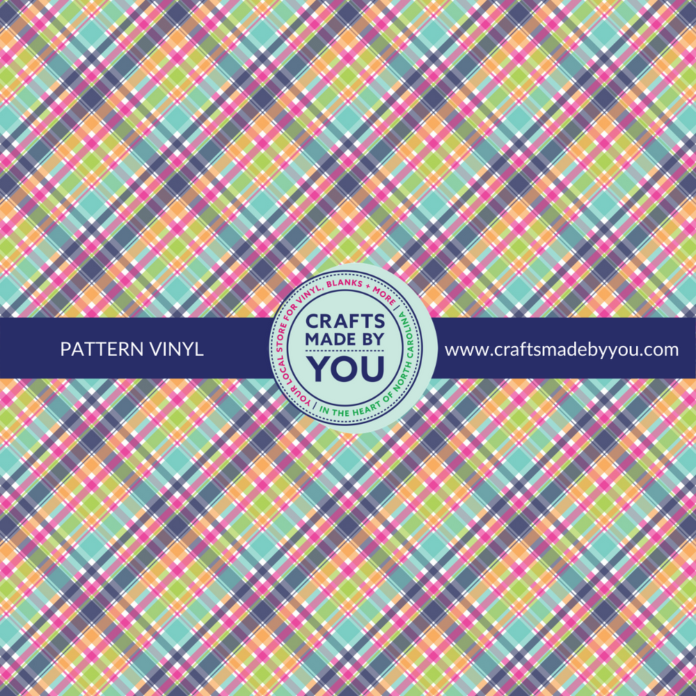 12" x 12" Heat Transfer Vinyl- Bright Color Plaid
