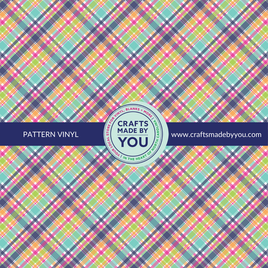 12" x 12" Heat Transfer Vinyl- Bright Color Plaid