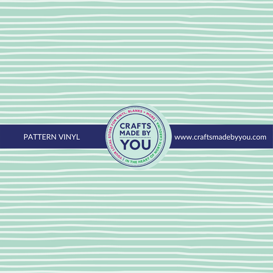 12" x 12" Pattern Heat Transfer Vinyl- White Stripes on Mint