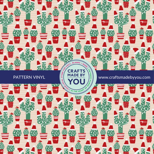 12" x 12" Pattern Heat Transfer Vinyl- Santa Cacti Cactus