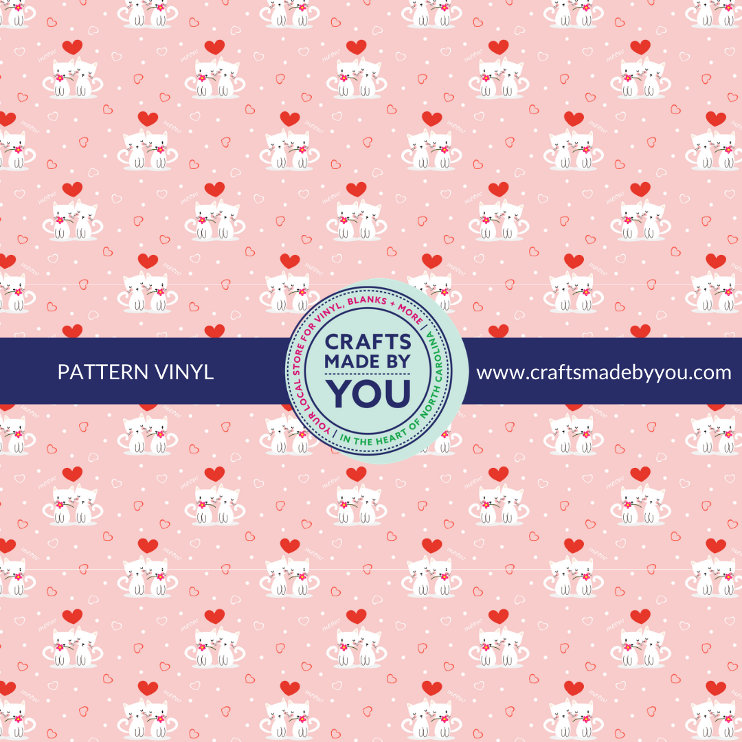 12" x 12" Pattern Adhesive Vinyl- Kitty Love