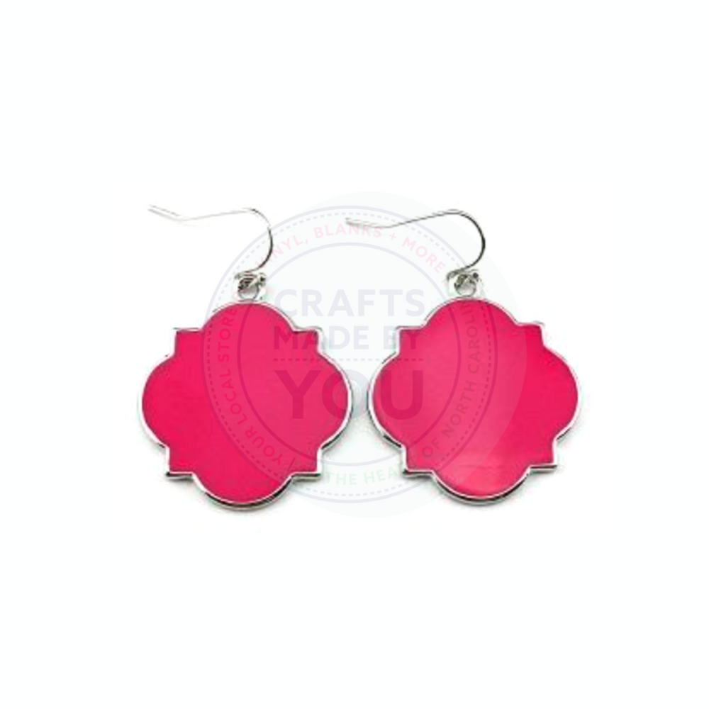 Enamel Blank Quatrefoil Drop Earring- Pink