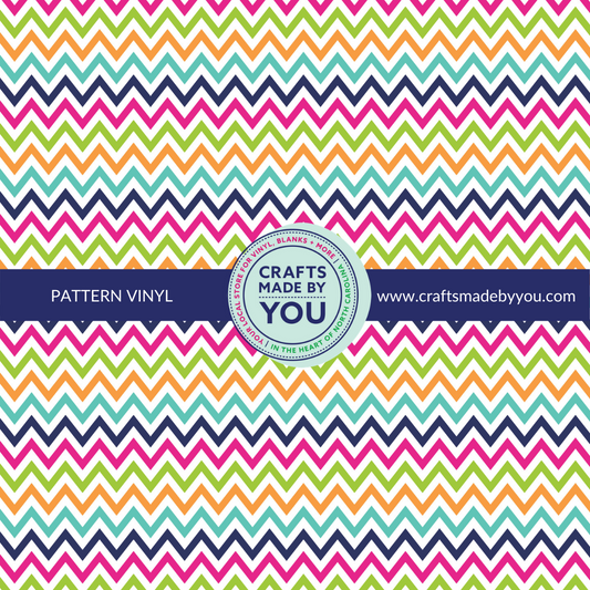 12" x 12" Heat Transfer Vinyl- Bright Bold Color Chevron